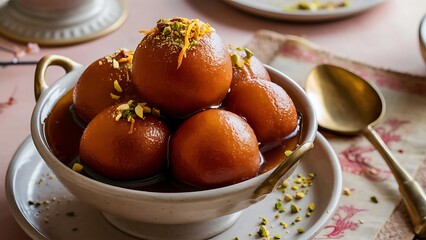 Gulab jamun on bowl