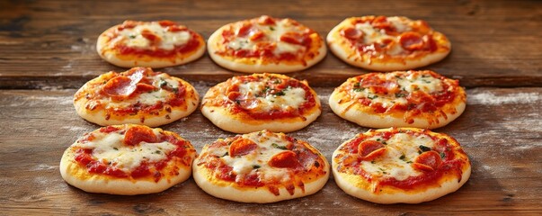 Delicious Mini Pepperoni Pizzas on Rustic Wood