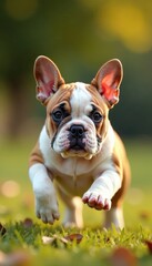 Fototapeta premium Adorable English Bulldog Puppies Running Free, innocent, playful