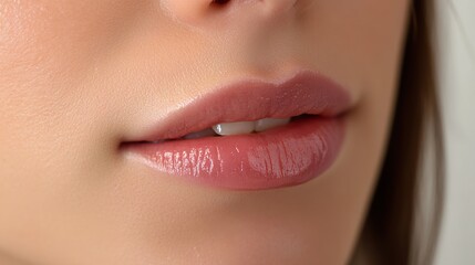 Naklejka premium Closeup of a Woman's Sensual Lips with Makeup