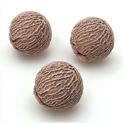 Obraz premium Three Textured Brown Natural Seeds Isolated on a White Background for Botanical and Organic Themes