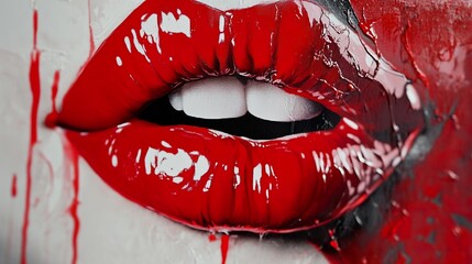 Red Lips: A Sensual Close-up Painting