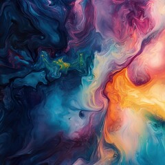 Abstract Fluid Art: Vibrant Colors and Dynamic Swirls