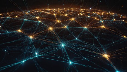 Fototapeta premium Abstract Blue Network Connection Pattern Background Digital Technology Science and Data 