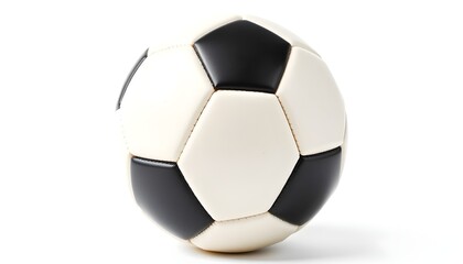 Naklejka premium Classic black and white soccer ball with visible wear, isolated on a clean white background, symbolizing sports and nostalgia