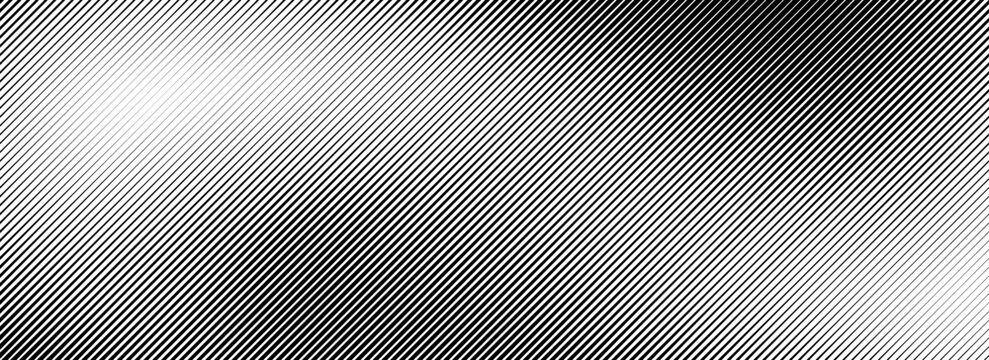Fading line gradient texture. Black diagonal stripe gradation background. Thin and thick vanish slanted pattern backdrop. Oblique parallel stroke wallpaper. Vector