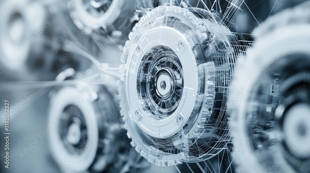 Poster futuristic circuits and gears in a high-tech environment showcasing advanced technology and innovati