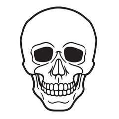 Obraz premium The skull icon. Black silhouette of a human skull. Vector illustration isolated on a white background for design and web.