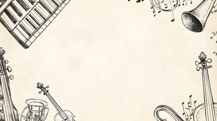 Musical Instruments Sketch Border Design