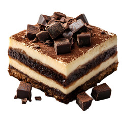 Delicious Tiramisu Dessert with Chocolate Shavings and Pieces Isolated on a Transparent Background