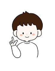 ポイントを示す男の子のイラスト