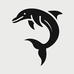 Obraz premium very simple flat and minimalist Dolphin silhouette in black on a white background