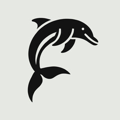 Naklejka premium very simple flat and minimalist Dolphin silhouette in black on a white background