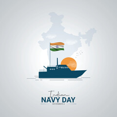 Indian Navy Day, Vector Illustration Navy Day Social Media Concept