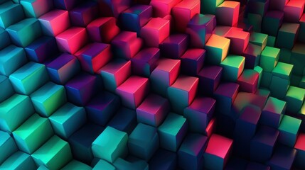 Abstract Colorful Cube Wave: Vibrant 3D Geometric Pattern Background