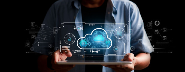 Cloud technology concept Global network of global business Megatrends on the Internet for Telecommunication.