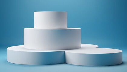 Empty round podium for product presentation minimal pedestal Light blue backdrop 6