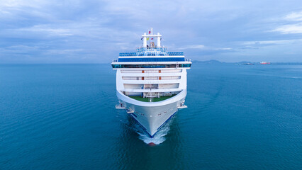 Cruise Ship, Cruise Liners beautiful white cruise ship above luxury cruise in the ocean sea concept...