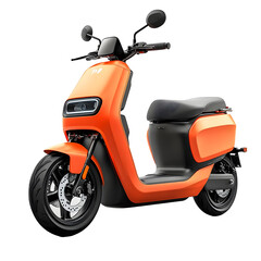 Orange Electric Scooter with Black Seat Isolated on Transparent Background
