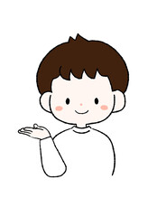 こちらですと示す男の子のイラスト