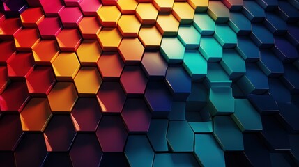 Abstract Hexagon Pattern Colorful Gradient Background Digital Art Design