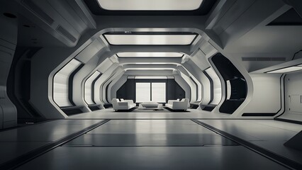 Empty modern interior scifi architecture