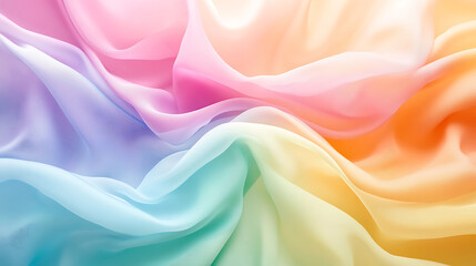 Obraz premium branding and textColorful rainbow gradient fabric waves in motion, blending pastel and vibrant hues to form artistic and energetic abstract backgrounds for branding and text