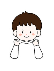 ガッツポーズをする男の子のイラスト