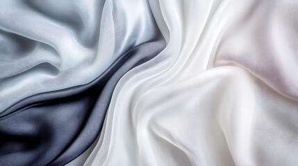 Obraz premium Sophisticated silver and gray flowing fabric textures with smooth and minimalist patterns, perfect for modern and abstract design backdrops.