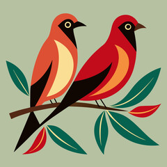 two birds on a branch