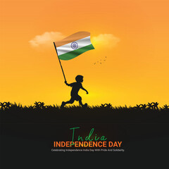 Indian Independence Day, Indian Independence Day creative ads design. social media post vector 3D illustration. 