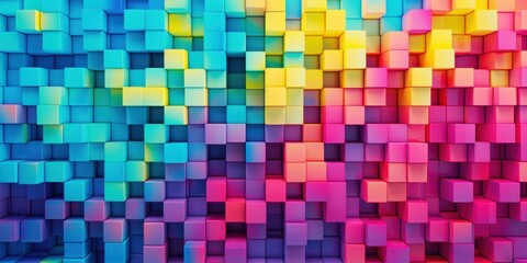 Abstract Colorful Cube Mosaic: A Vibrant Digital Art Piece