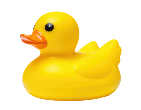 Yellow rubber duck isolated on transparent background