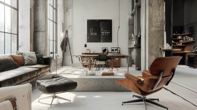 Modern Loft Apartment Interior Design: Industrial Chic Living Space