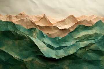 Fototapeta premium Abstract Paper Sculpture Depicting Mountain Ranges