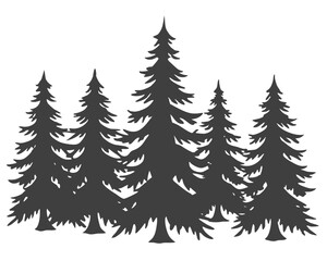 Obraz premium A festive winter forest with snow-covered pine and fir trees, perfect for a Christmas card or holiday decoration design