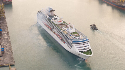 Cruise Ship, Cruise Liners beautiful white cruise ship above luxury cruise in the ocean sea concept...