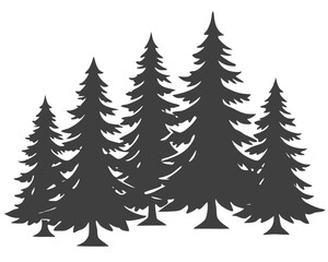 Obraz premium A festive winter forest with snow-covered pine and fir trees, perfect for a Christmas card or holiday decoration design