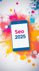 Seo 2025 concept. phone background illustration 
