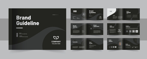 Landscape brand guideline brochure design or corporate guide line identity presentation template layout