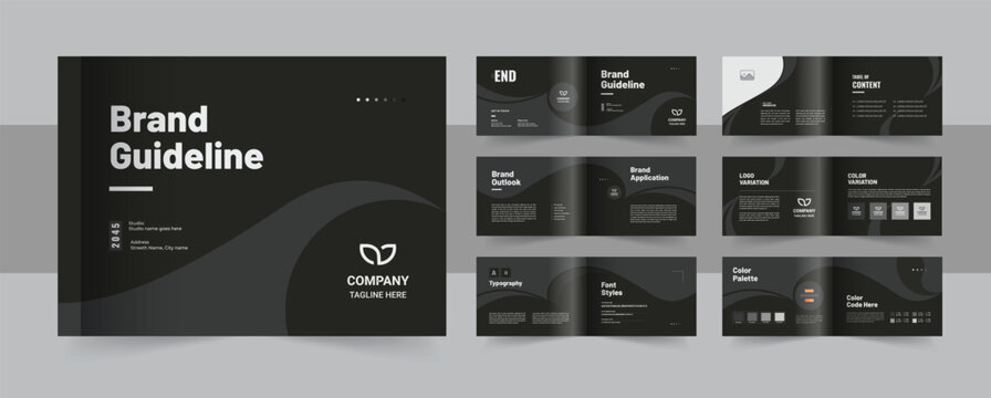 Landscape brand guideline brochure design or corporate guide line identity presentation template layout
