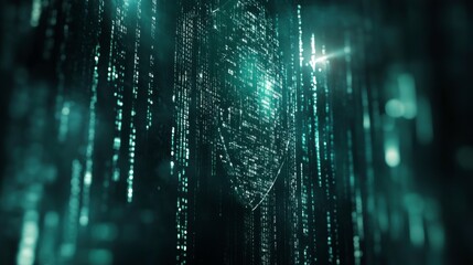 Digital Shield Visualization with Data Encryption Theme