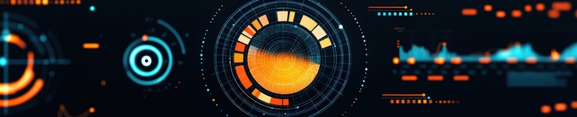 Illustration of an analytics interface with glowing visual elements