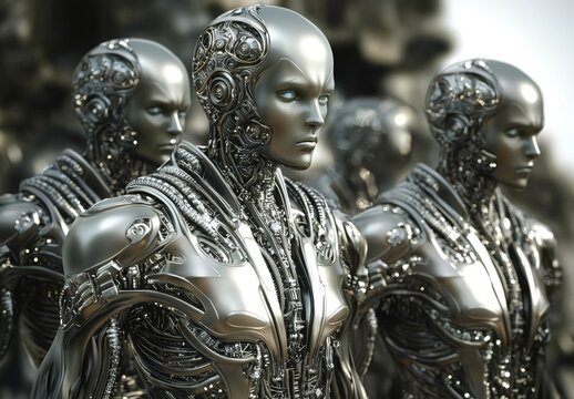 Digital artwork depicting extraterrestrial civilizations and alien encounters.