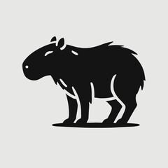 Obraz premium very simple flat and minimalist Capybara silhouette in black on a white background