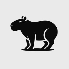 very simple flat and minimalist Capybara silhouette in black on a white background