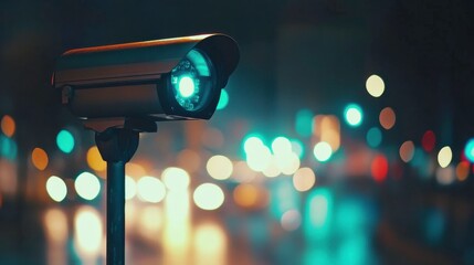 Camera on a Busy Street with Soft Urban Lighting