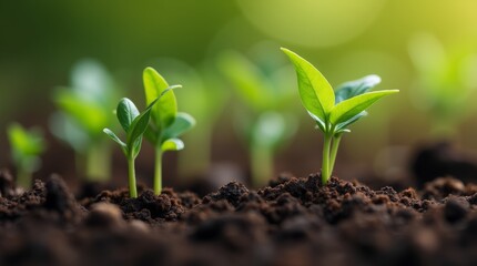close-up of tiny green sprouts