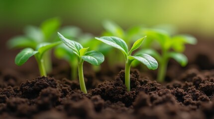 close-up of tiny green sprouts