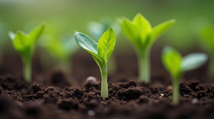 close-up of tiny green sprouts